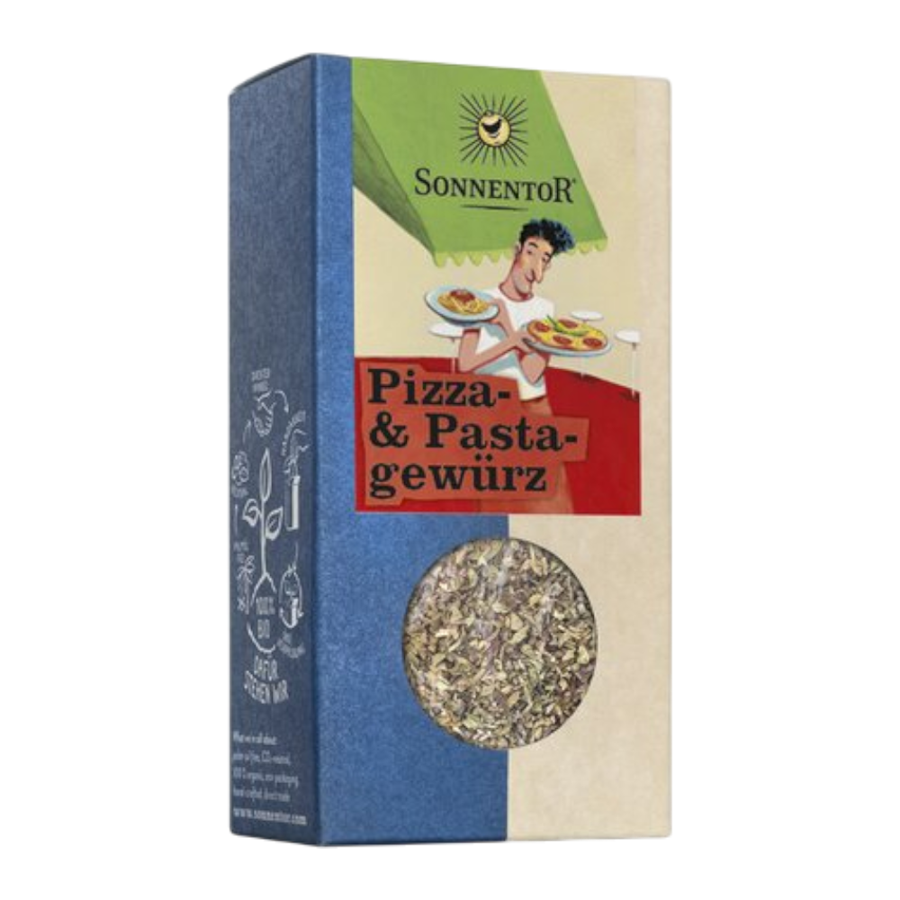 Sonnentor Pizza Pastagewürz Bio 20g - mediterrane Bio-Gewürzmischung mit Basilikum, Oregano, Thymian und Liebstöckel, vegan, ohne Kochsalz
