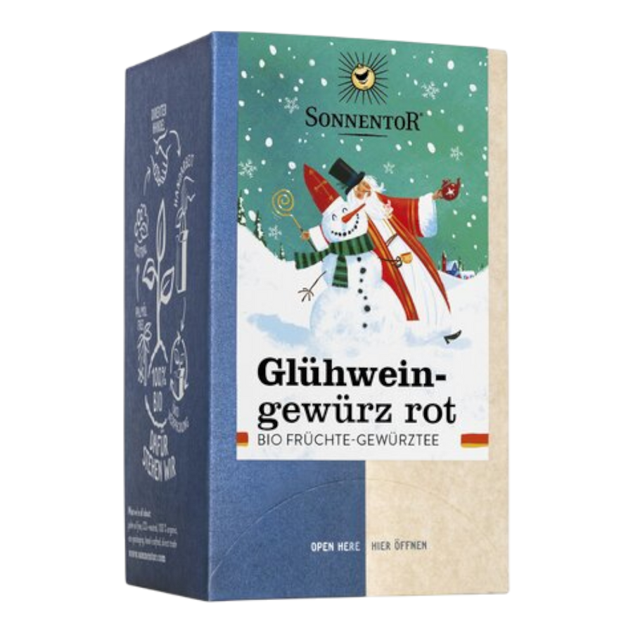Sonnentor Glühweingewürz rot Bio-Früchte-Gewürzteemischung, 18 Doppelkammerbeutel für Glühwein