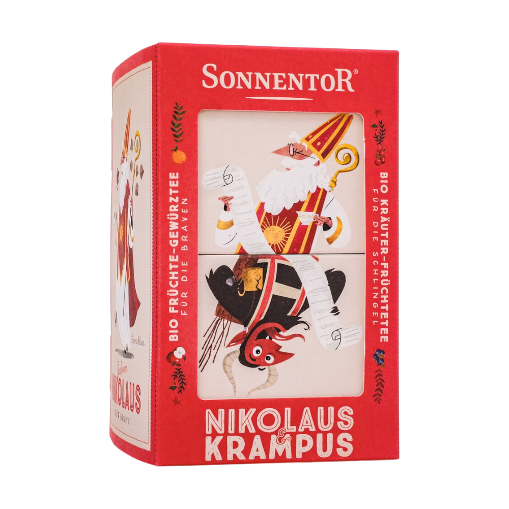 Sonnentor Nikolaus und Krampus Tee bio – 2 in 1 Teepackung, Doppelkammerbeutel 38,7 g