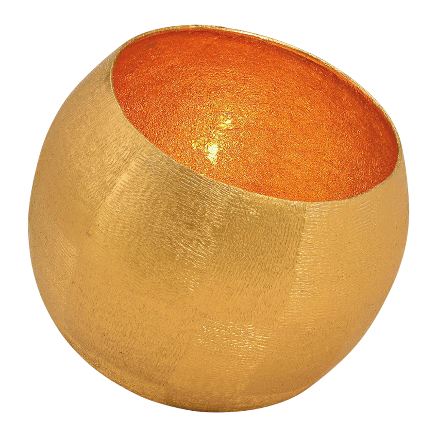 Windlicht aus Metall Gold 15x15x15cm, elegantes goldenes Windlicht aus hochwertigem Metall, luxuriöse Beleuchtung