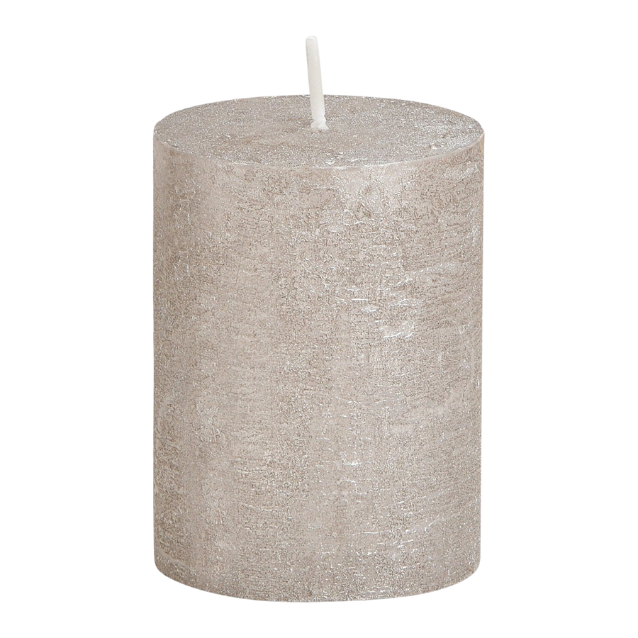 Graue Kerze mit Shimmer Finish aus Wachs, 6,8x9x6,8cm, elegante Dekoration für gemütliche Atmosphäre