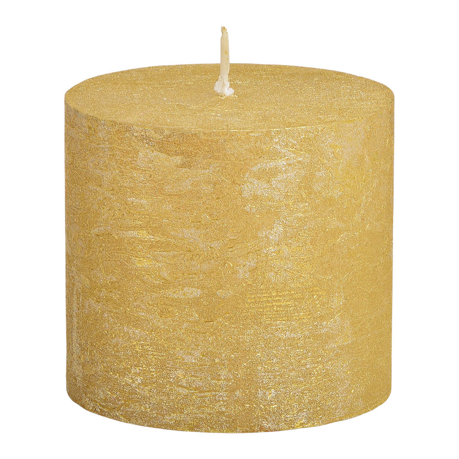 Kerze Shimmer Finish aus Wachs in Gold, 10x9x10cm, glamouröse Wachskerze mit schimmernder Oberfläche