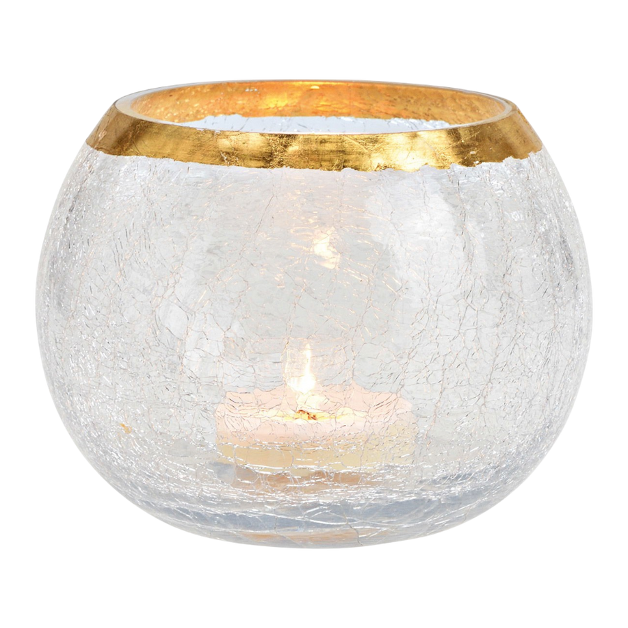 Transparentes Windlicht mit Cracking-Effekt aus Glas, 15x12x15cm, elegante Dekoration mit goldenen Akzenten für stimmungsvolle Atmosphäre