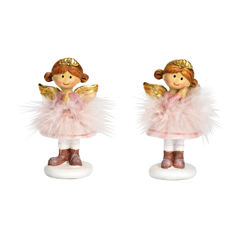 Engel aus Poly in pink und rosa, 5x9x4cm, 2-fach sortiert, bezaubernde Weihnachtsdekoration