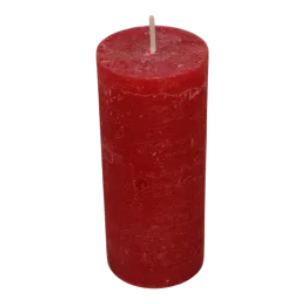 Kerze aus Wachs in leuchtendem Rot, 6x14x6cm, Brenndauer 58 Stunden, festliche Atmosphäre