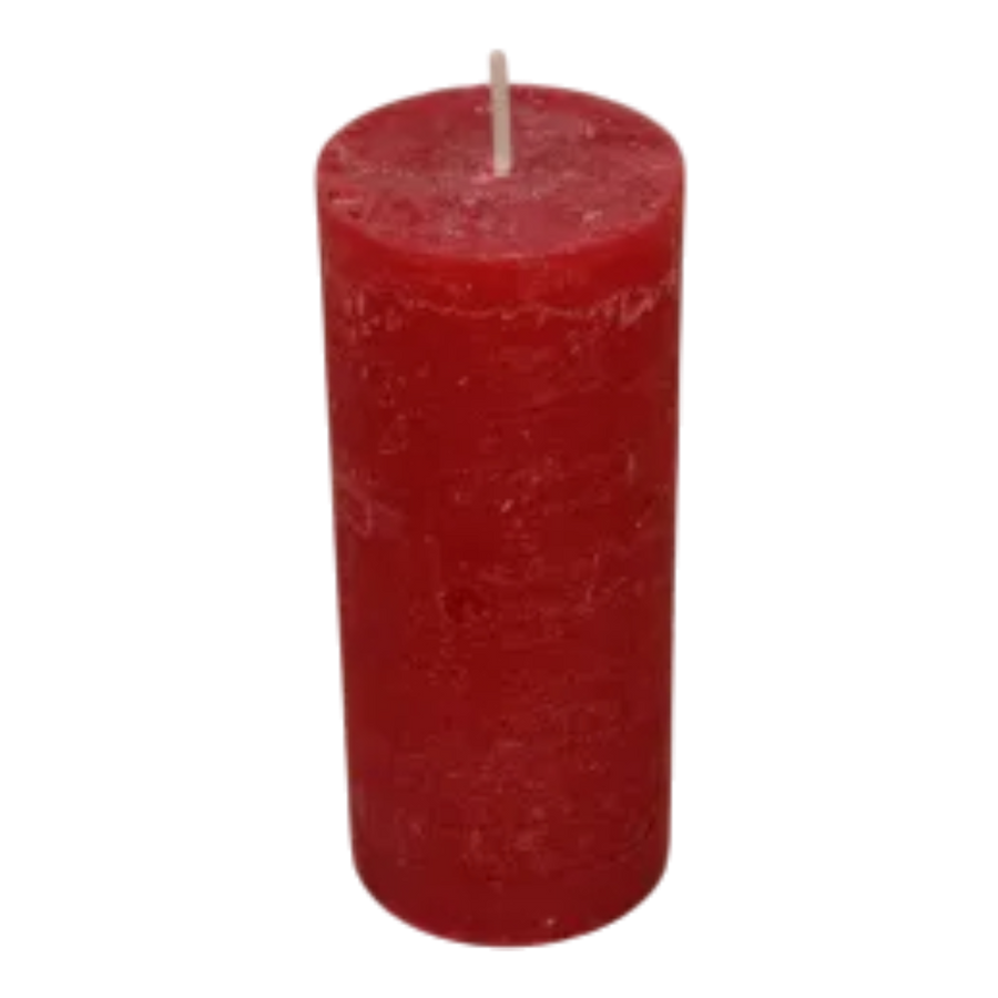 Kerze aus Wachs in leuchtendem Rot, 6x14x6cm, Brenndauer 58 Stunden, festliche Atmosphäre