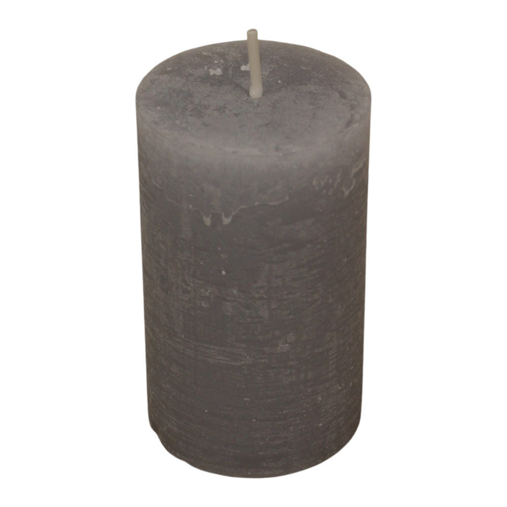 Kerze aus Wachs in Grau, 6x10x6cm, elegante graue Wachs Kerze mit 42 Stunden Brenndauer für Weihnachtsdekoration