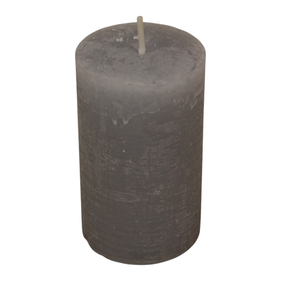 Kerze aus Wachs in Grau, 6x10x6cm, elegante graue Wachs Kerze mit 42 Stunden Brenndauer für Weihnachtsdekoration