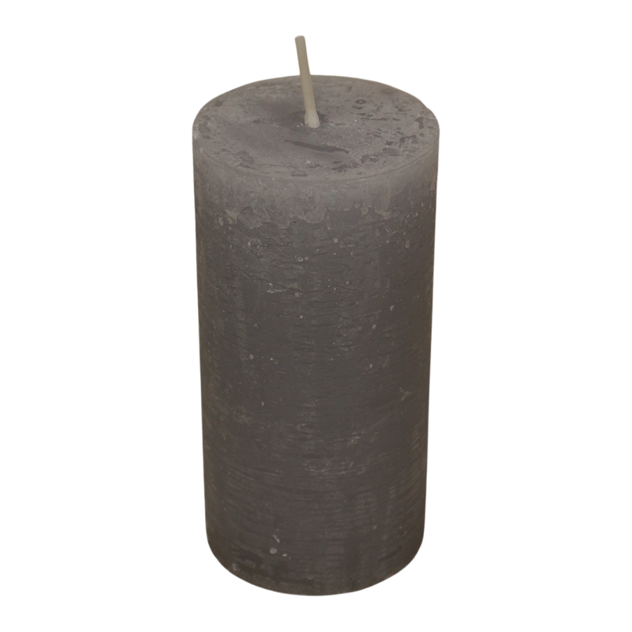Kerze aus Wachs in Grau, 6x12x6cm, elegante graue Wachskerze mit 50 Stunden Brenndauer