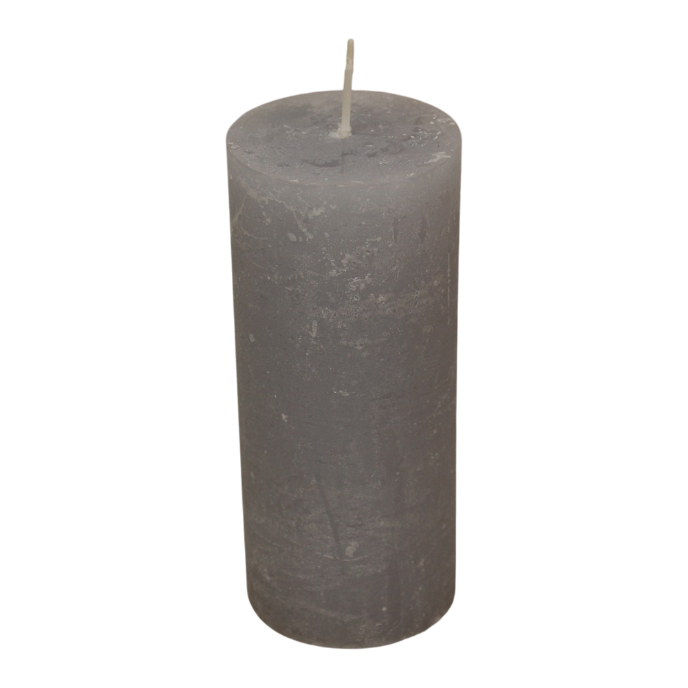 Kerze aus Wachs in Grau, 6x14x6cm, elegante graue Wachskerze mit 58 Stunden Brenndauer