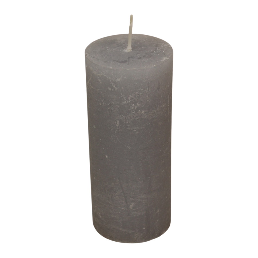 Kerze aus Wachs in Grau, 6x14x6cm, elegante graue Wachskerze mit 58 Stunden Brenndauer