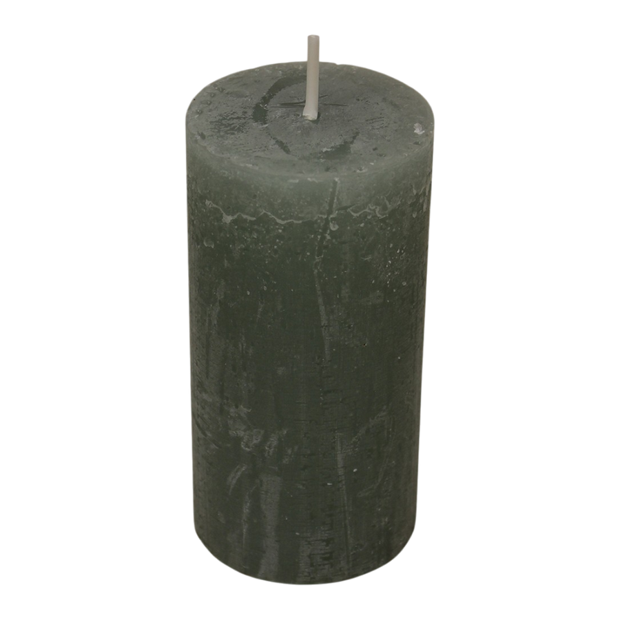 Kerze aus Wachs in Salbeigruen, 6x12x6cm, elegante Wachskerze mit 50 Stunden Brenndauer