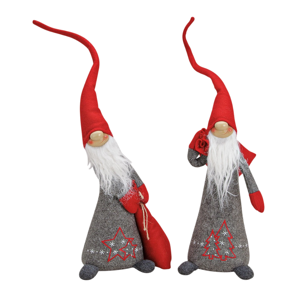 Nikolaus aus Textil und Kunststoff in grau, 13x58x10cm, imposante Weihnachtsfigur 2-fach sortiert für festliche Dekoration