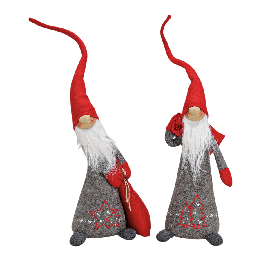 Nikolaus aus Textil und Kunststoff in grau, 13x58x10cm, imposante Weihnachtsfigur 2-fach sortiert für festliche Dekoration