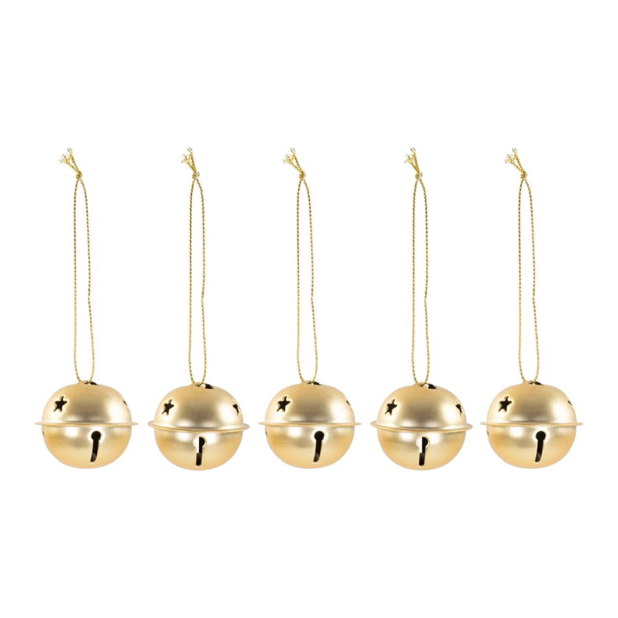 Hänger Glöckchen aus Metall in gold, 4cm, 5 Stück im Beutel, eleganter Weihnachtsbaumschmuck