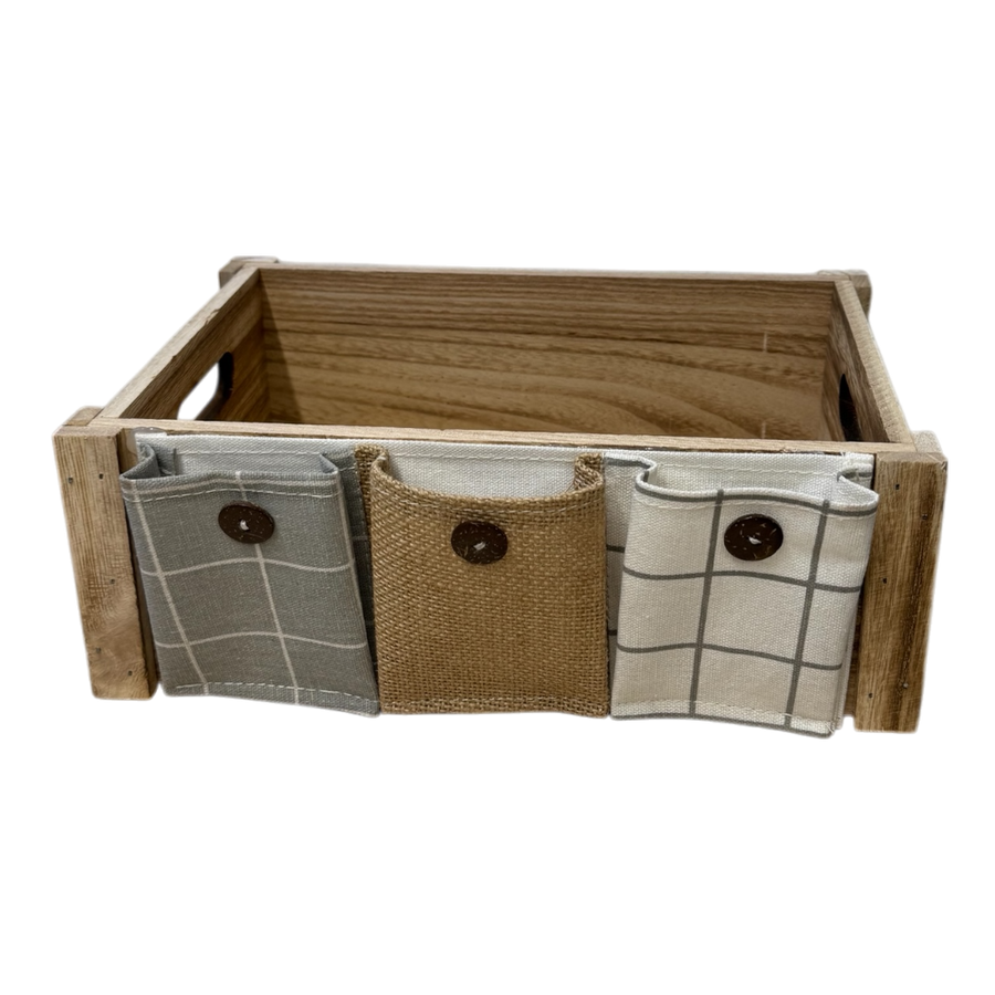 Korb aus natürlichem Holz, 28x17,5x10cm, kompakte vielseitige Aufbewahrung und rustikale Dekoration