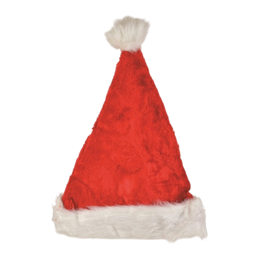 Santa-Mütze aus Samt mit Pelzimitat-Besatz, 29x42cm, elegante rote Weihnachtsmütze für festliche Dekoration