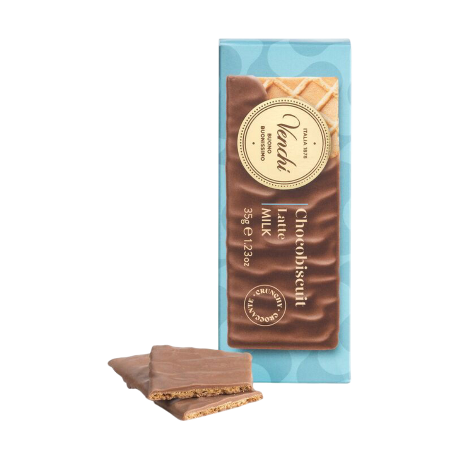  Venchi Snack ChocoBiscuit - glutenfreie doppelte Kekswaffel umhüllt von feiner Vollmilchschokolade im praktischen Snack-Format