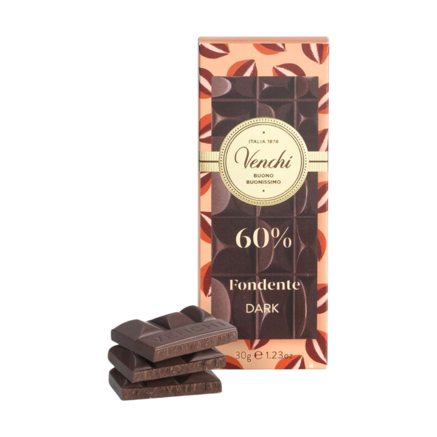 Venchi Mini-Tafel Extrabitterschokolade 60% - dunkle Schokolade mit ausgewählten Kakaomassen und fruchtigen Noten im Mini-Format