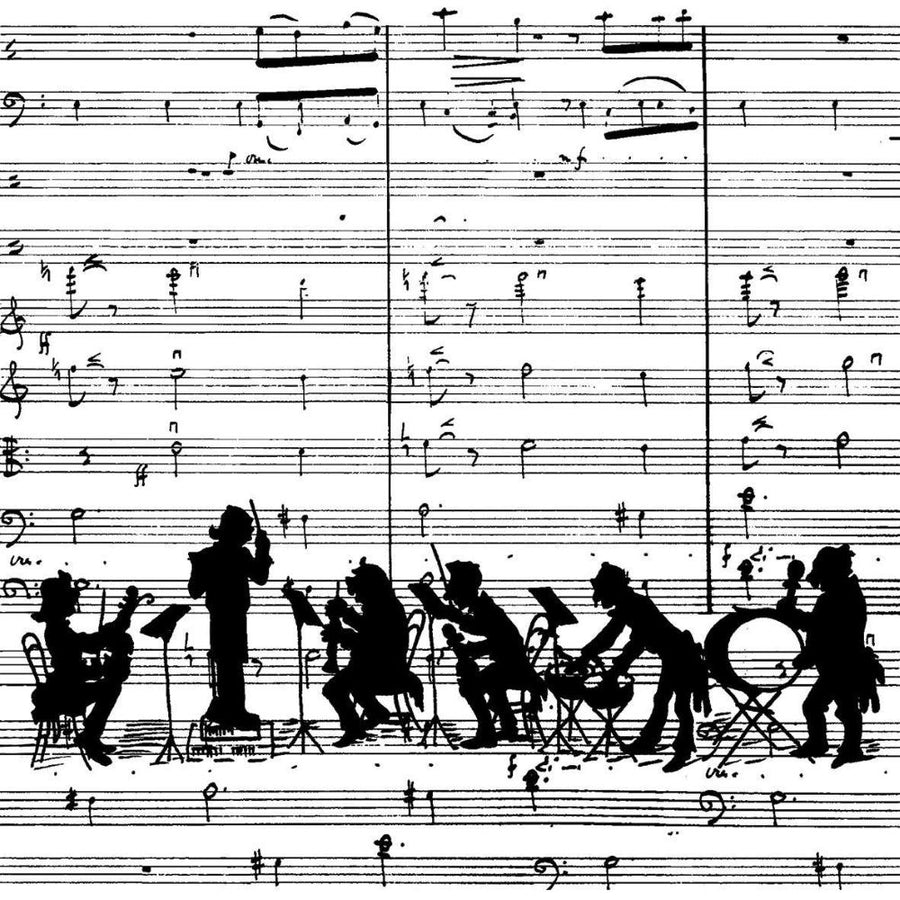 ppd Cocktailservietten Orchestra 25x25 cm mit musikalischem Orchestra Design, 20 Stück, 3-lagig, FSC-zertifiziert