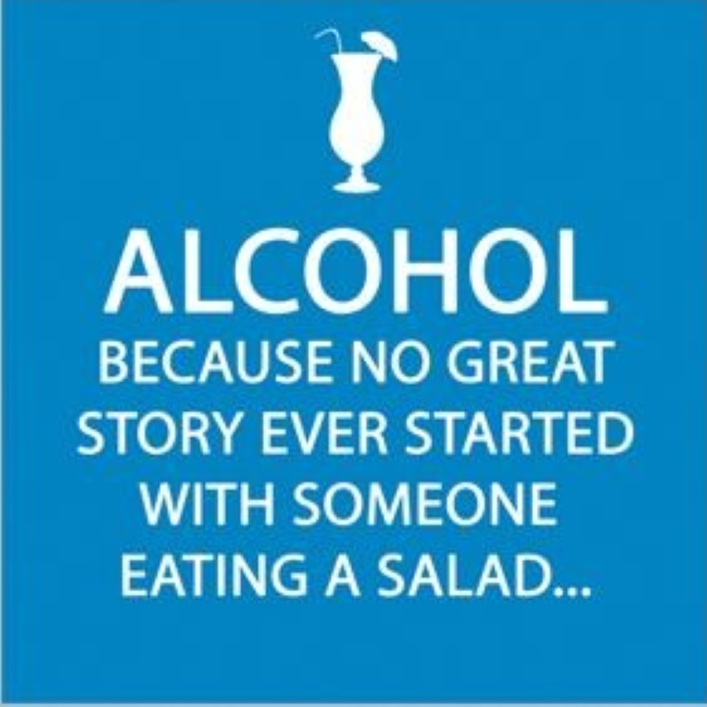 ppd Cocktailservietten Alcohol Story 25x25 cm mit humorvollem Spruch über Alkohol und große Geschichten, 20 Stück, 3-lagig, FSC-zertifiziert