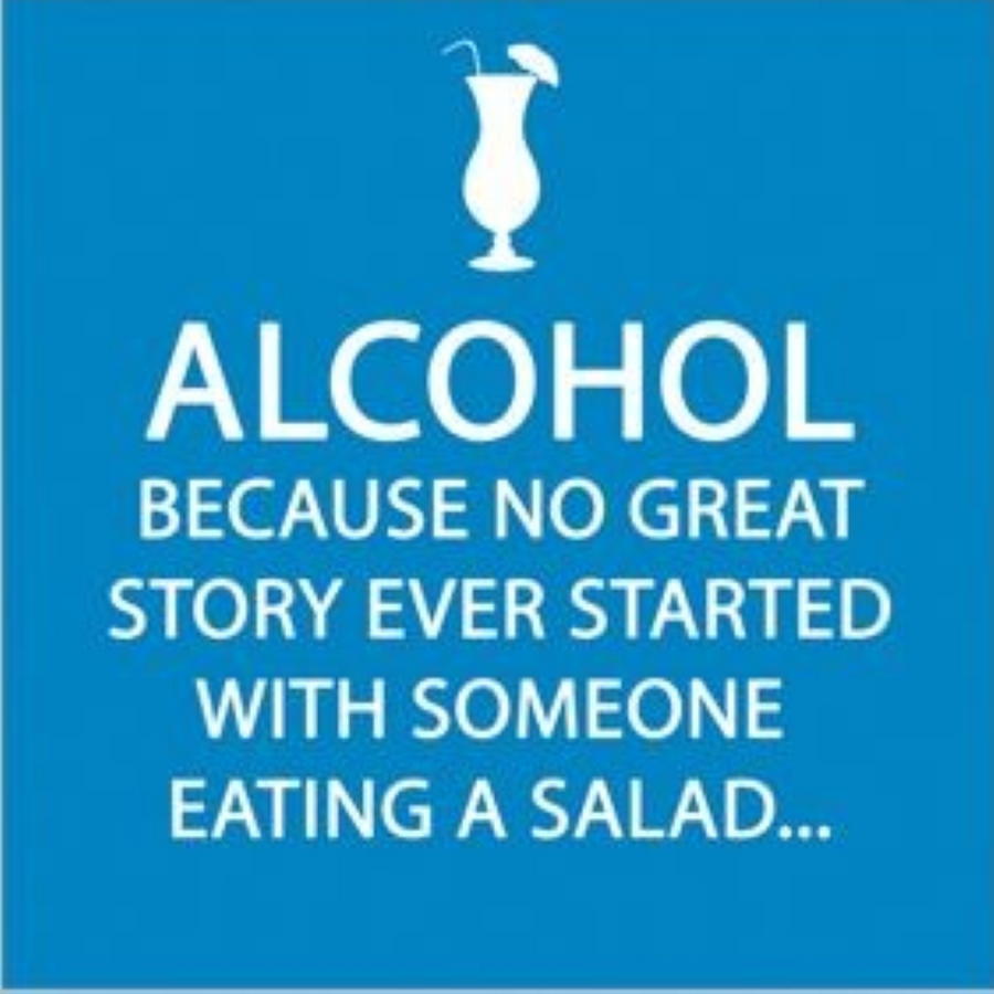 ppd Cocktailservietten Alcohol Story 25x25 cm mit humorvollem Spruch über Alkohol und große Geschichten, 20 Stück, 3-lagig, FSC-zertifiziert