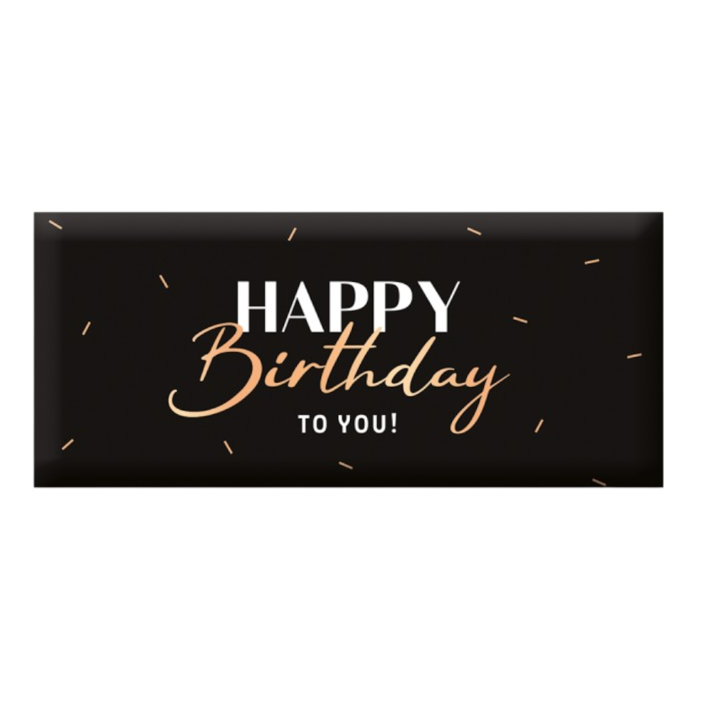 Grafik Werkstatt Geburtstagschokolade 30g mit goldener Aufschrift Happy Birthday to you