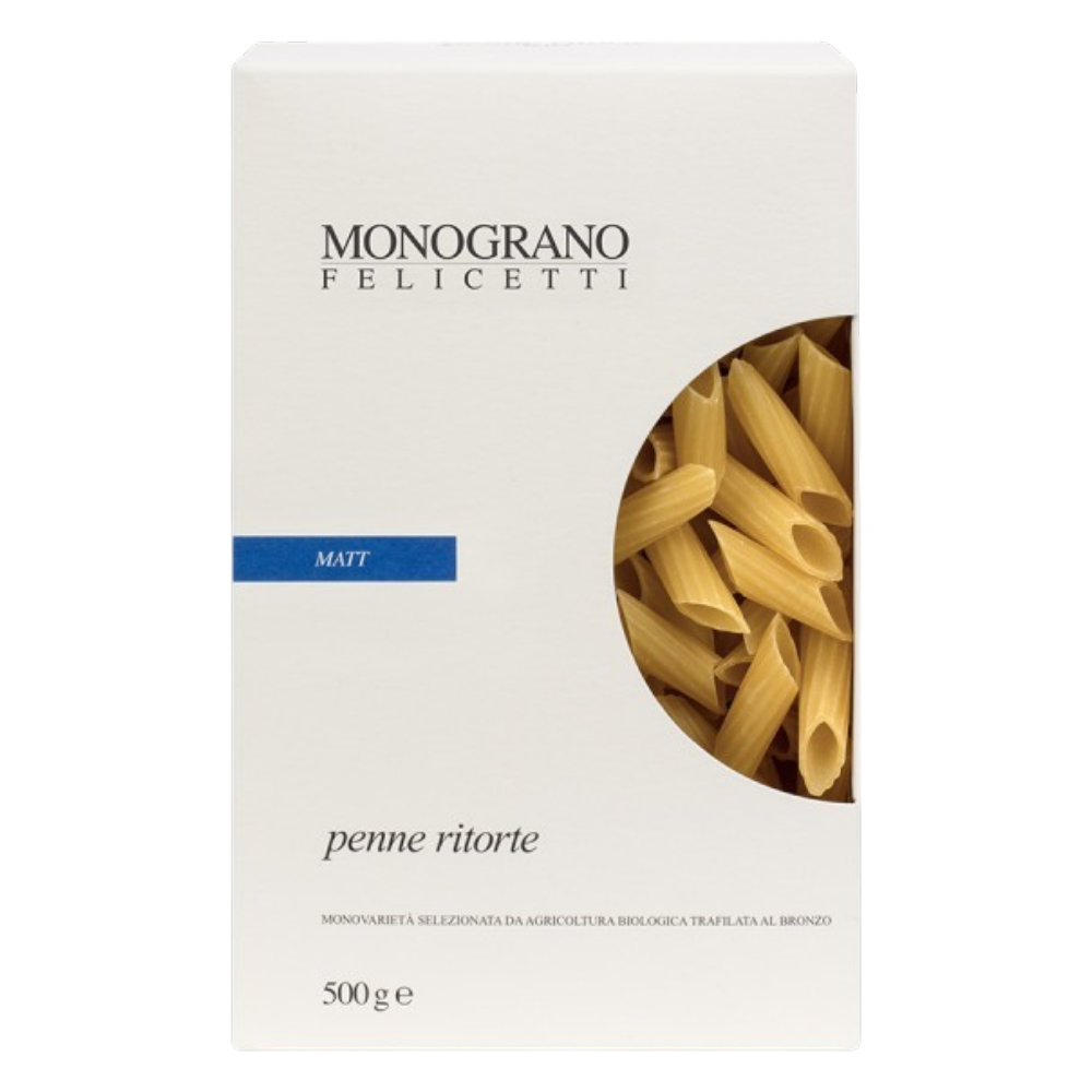 Felicetti Monograno Matt Penne ritorte 500g – Bio Penne gerillt aus Italien für Saucen
