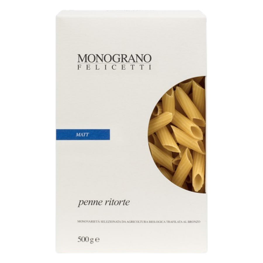 Felicetti Monograno Matt Penne ritorte 500g – Bio Penne gerillt aus Italien für Saucen