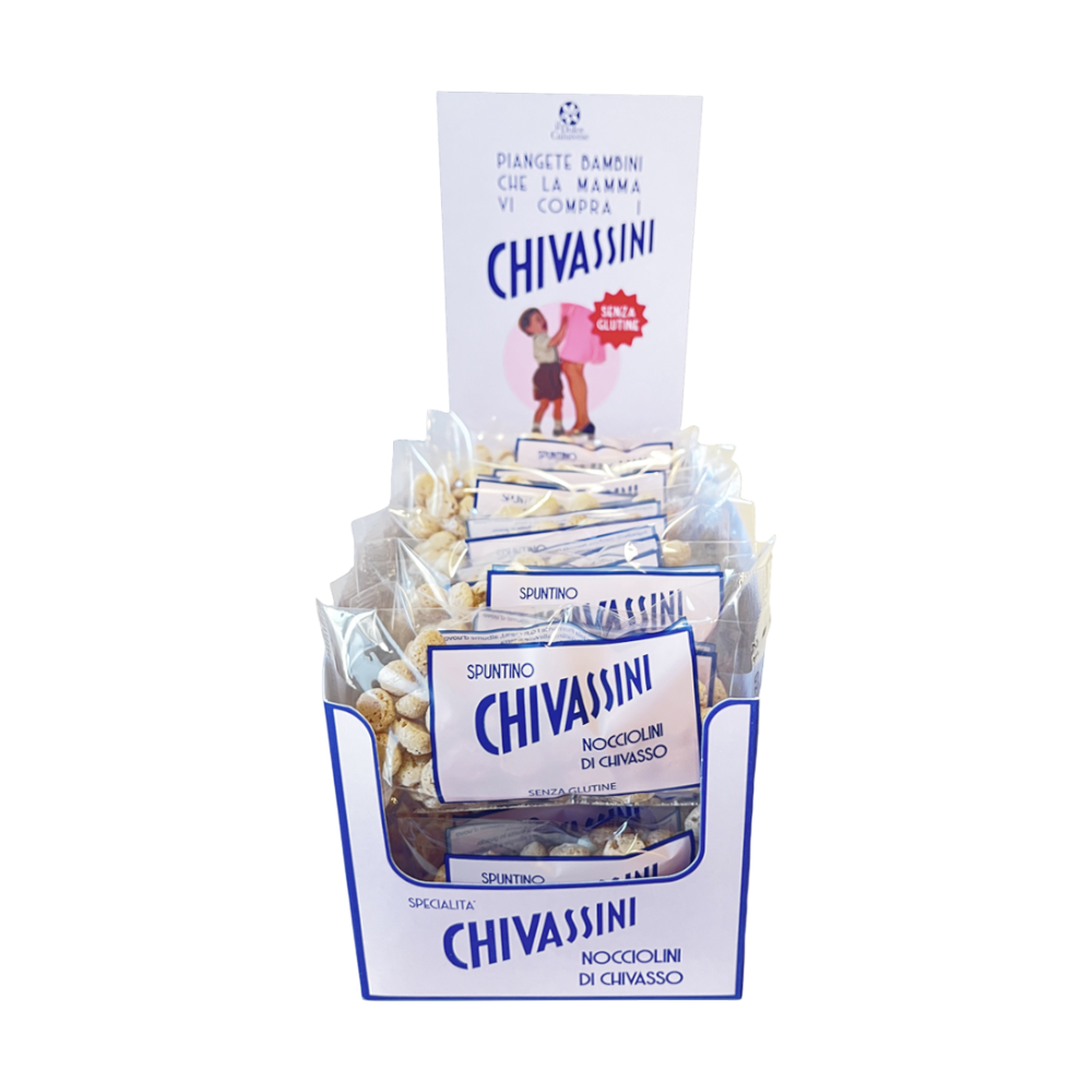 Chivassini Snack Haselnuss-Baiser 20g – Mini-Pack, glutenfrei, piemontesische Haselnüsse, Baiser