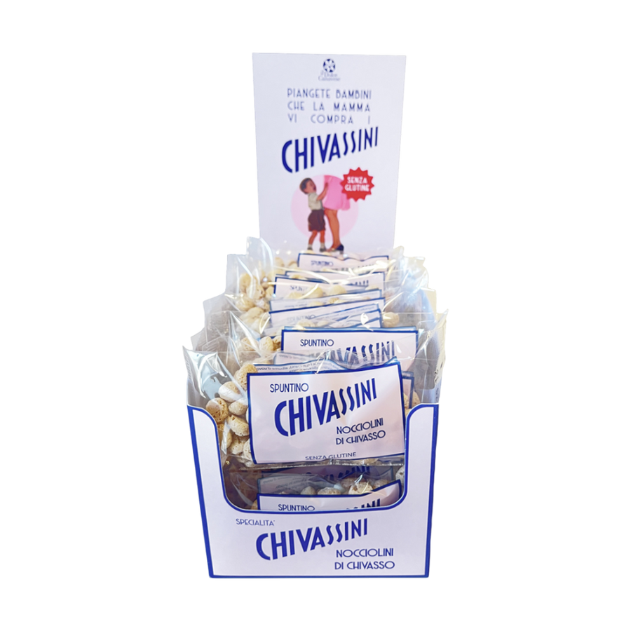 Chivassini Snack Haselnuss-Baiser 20g – Mini-Pack, glutenfrei, piemontesische Haselnüsse, Baiser