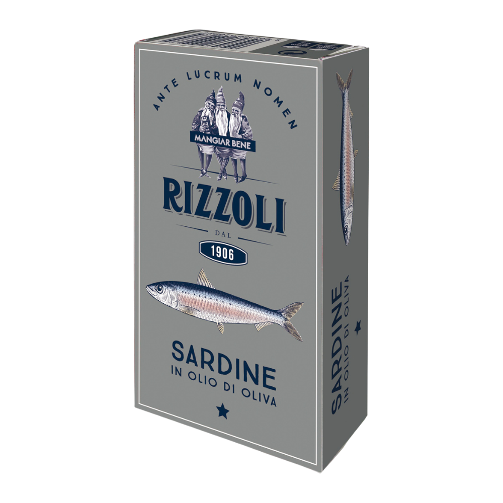 Rizzoli Sardine Olivenöl 120g Dose - fleischige italienische Sardinen eingelegt in 29% hochwertigem Olivenöl