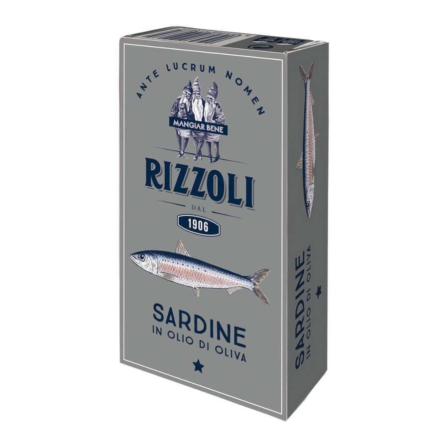 Rizzoli Sardine Olivenöl 120g Dose - fleischige italienische Sardinen eingelegt in 29% hochwertigem Olivenöl