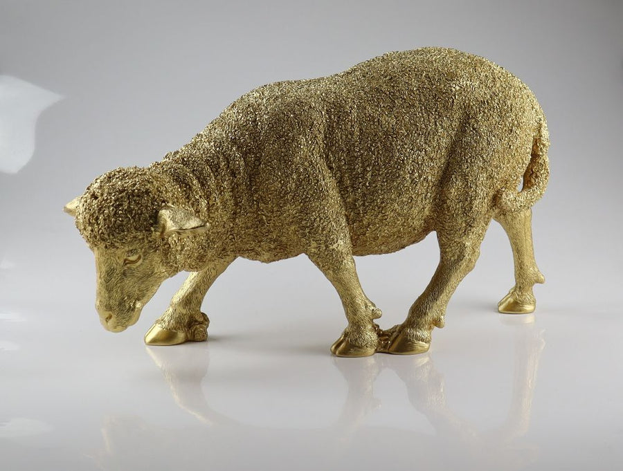 Schaf gold gebürstet Polyresin 50x28cm edle Deko