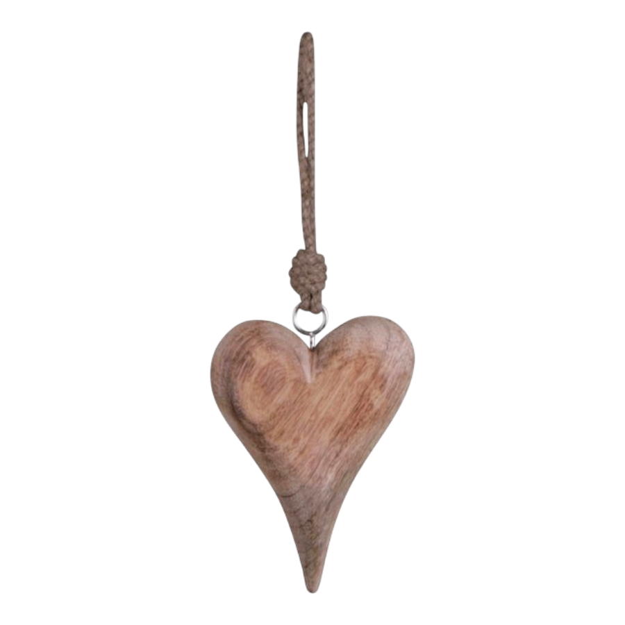 HerzHänger Dost natur Holz 7x1,8x11 cm aus natürlichem braunem Holz, große Ausführung, hochwertige Verarbeitung, imposante Herzdekoration