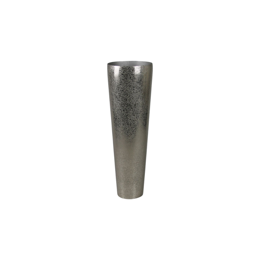 Silberne Metallvase konisch, elegante Dekoration 23x23x71 cm