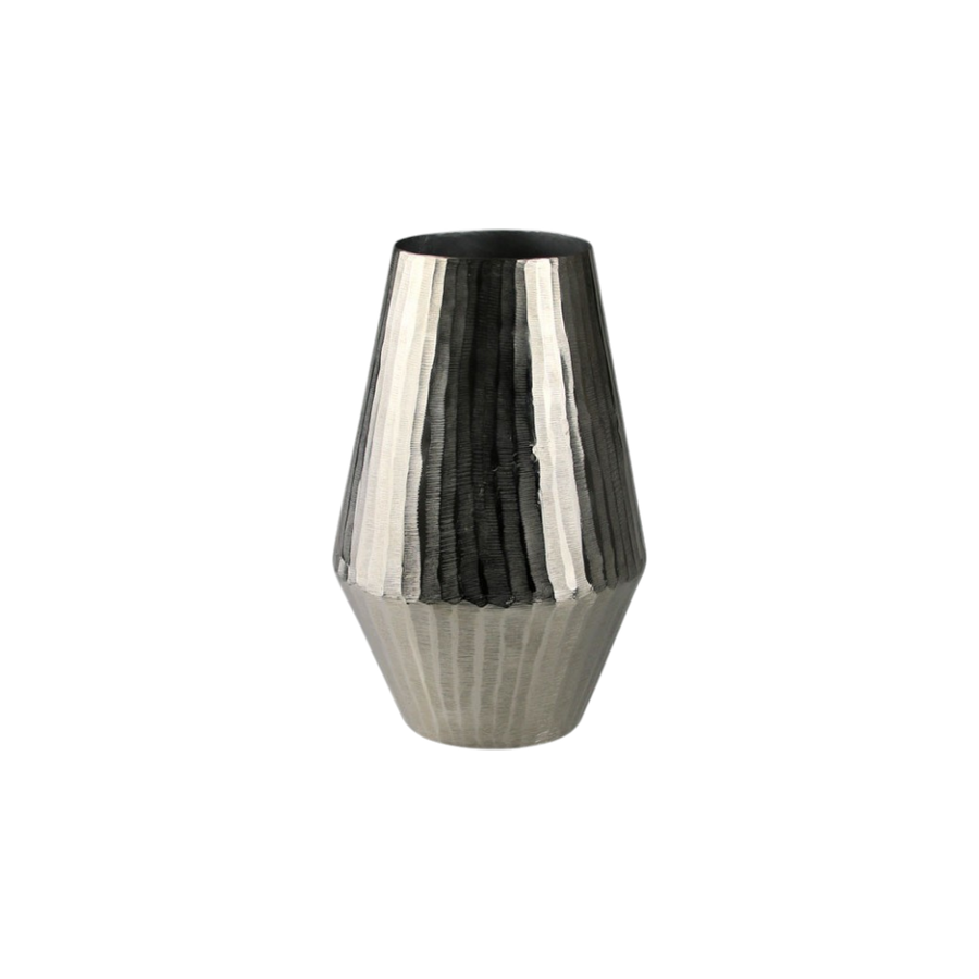 Graue Aluminiumvase, moderne Dekoration 16,5x16,5x35 cm