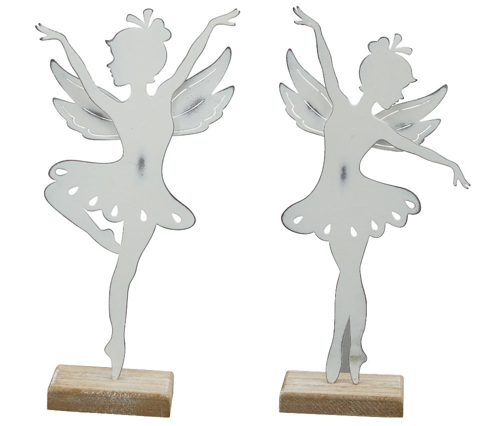 Elfen Teal weiß Metall 13,5x27cm 2-fach sortiert märchenhafte Deko