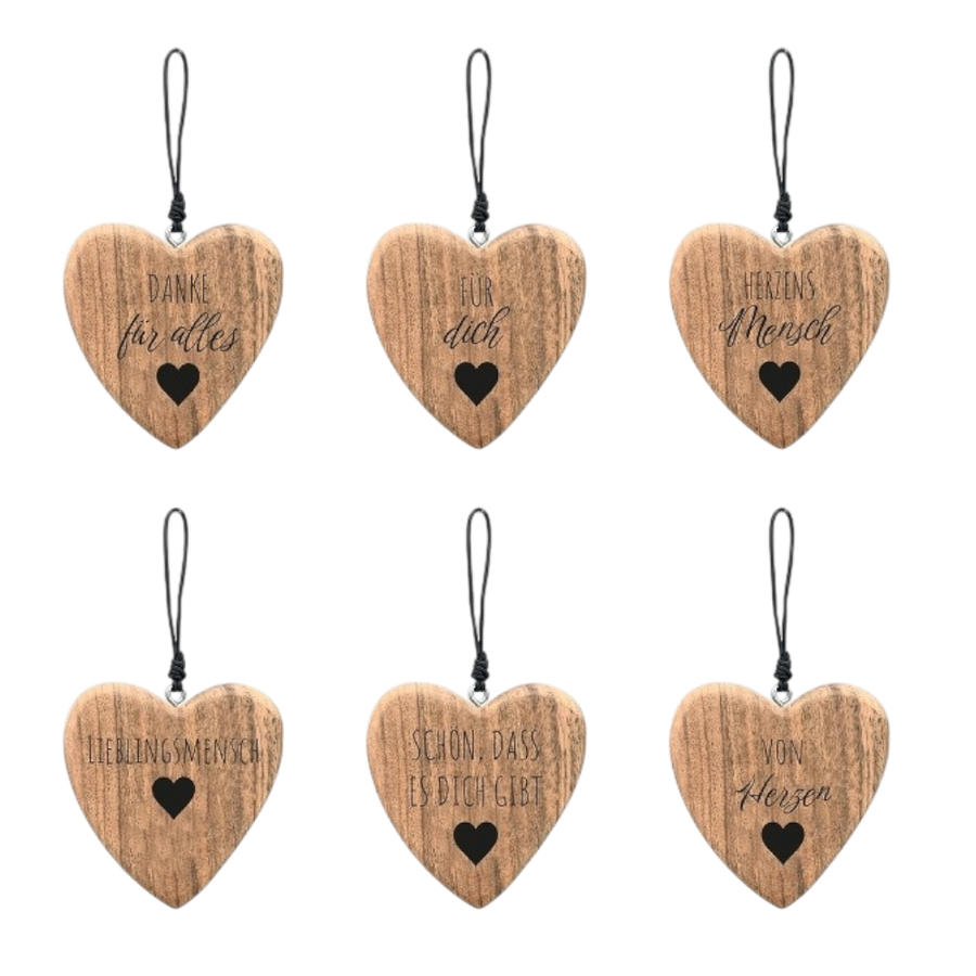 HerzHänger Dost aus naturbelassenem Holz, Herzanhänger 10x1,5x10 cm