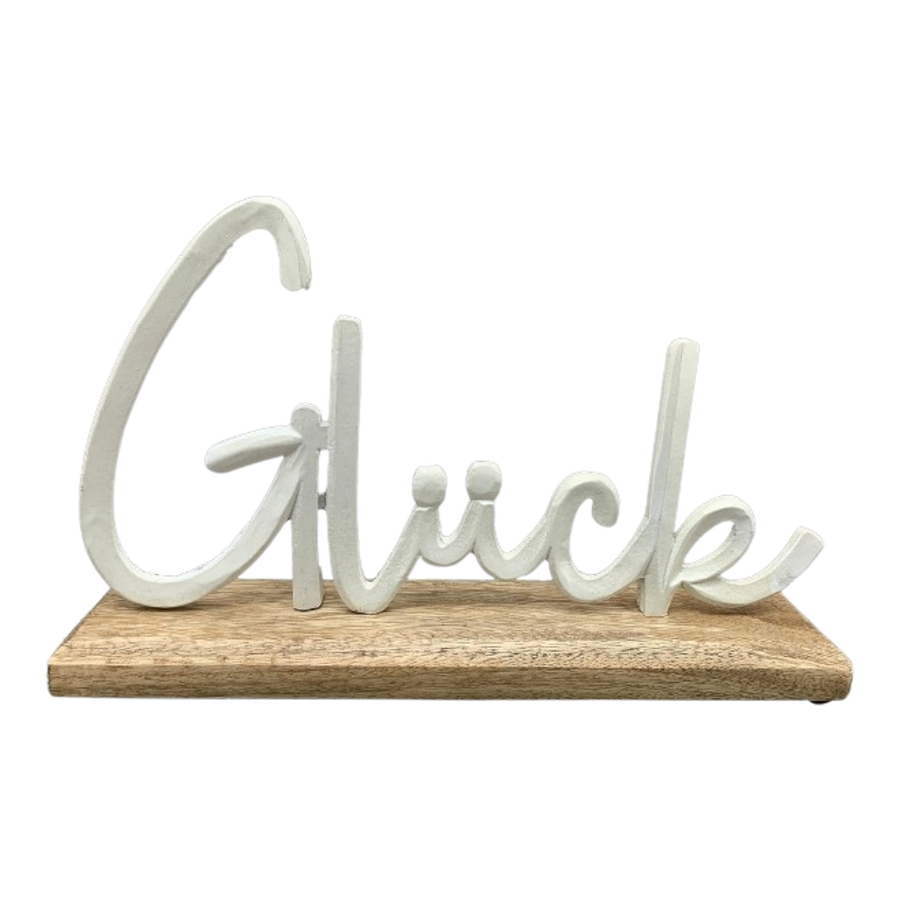 Glück Puri weiß Alu/Holz 25x5x16 cm aus Aluminium und Holz in elegantem Weiß, moderne Glücks-Dekoration, hochwertige Verarbeitung