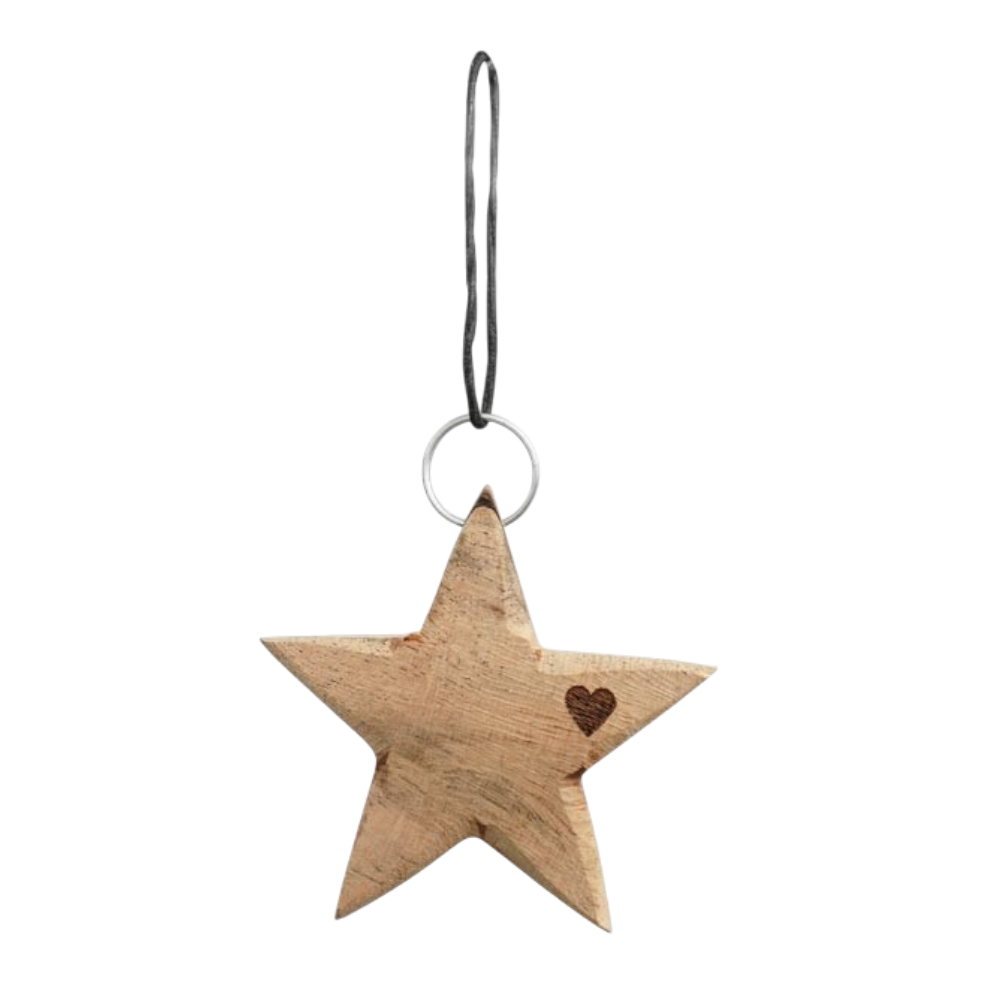 SternHänger Dost aus naturbelassenem Holz, Sternanhänger 7x1x7 cm