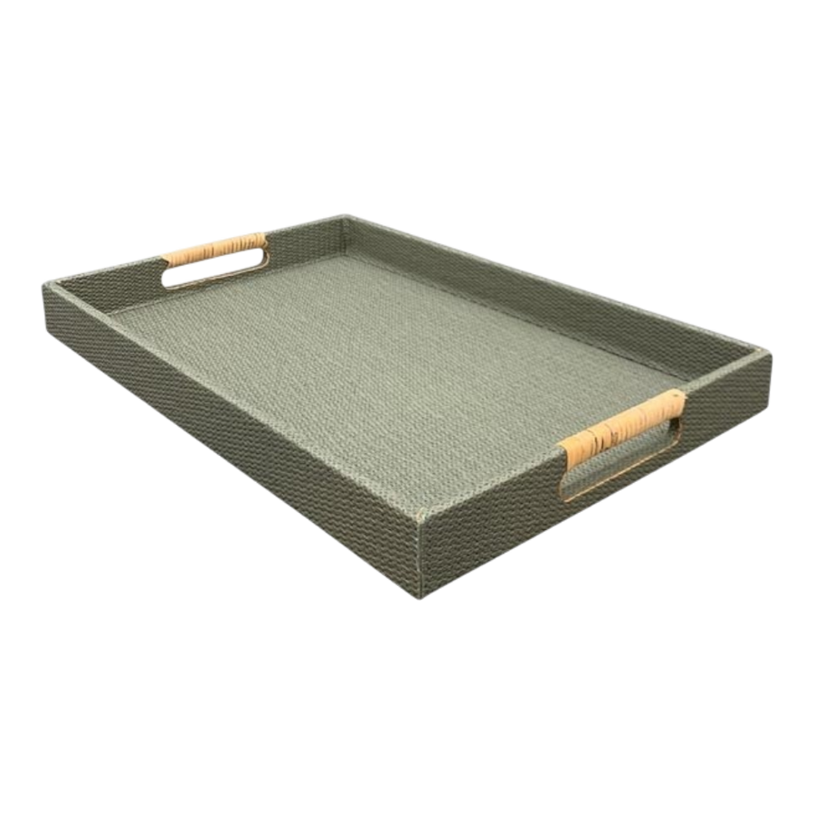Tablett AVOIR dunkelgrün MDF/PU 42x28x4 cm aus MDF mit PU-Beschichtung in elegantem Dunkelgrün, stilvolles Serviertablett