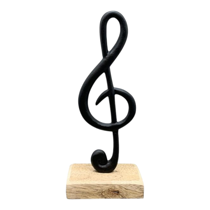Notenschlüssel Puri schwarz Alu/Holz 7,5x5x18,5 cm aus Aluminium und Holz in elegantem Schwarz, musikalische Dekoration, hochwertige Verarbeitung