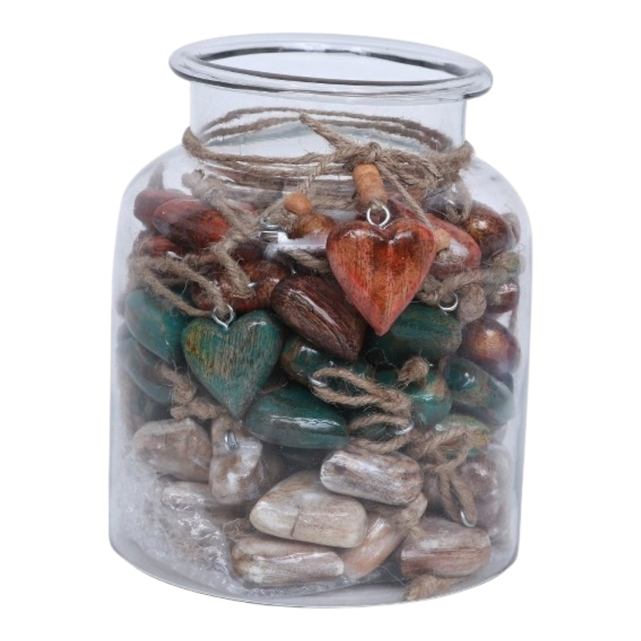 HerzHänger Les Fleurs mehrfach sortiert Holz 5x2x4 cm mit blumigen Designs aus natürlichem Holz, verschiedene Varianten, hochwertige Verarbeitung