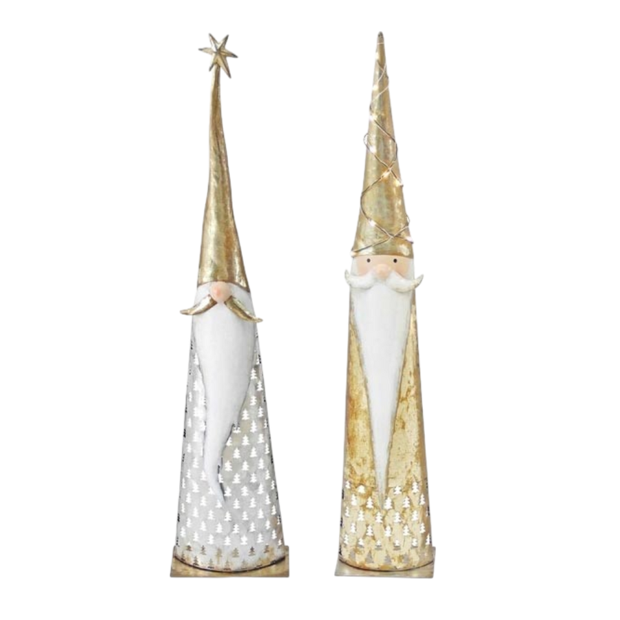 Santa ArtFerro Weihnachtsmann Metallskulpturen, 2 sortierte Varianten 18x10x80 cm und 13x9x72 cm