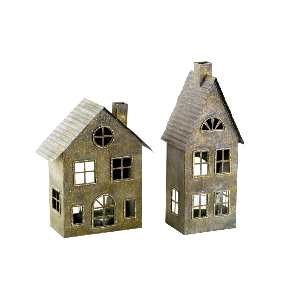 Metall-Haus ''Gold-Touch'' grau-gold 2-fach sort.