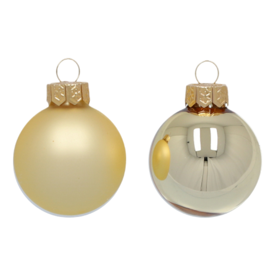 Kugel xmas Glas BASIC glanz-matt gold D4cm - Weihnachtskugel in Gold mit glatter und glänzender Oberfläche.