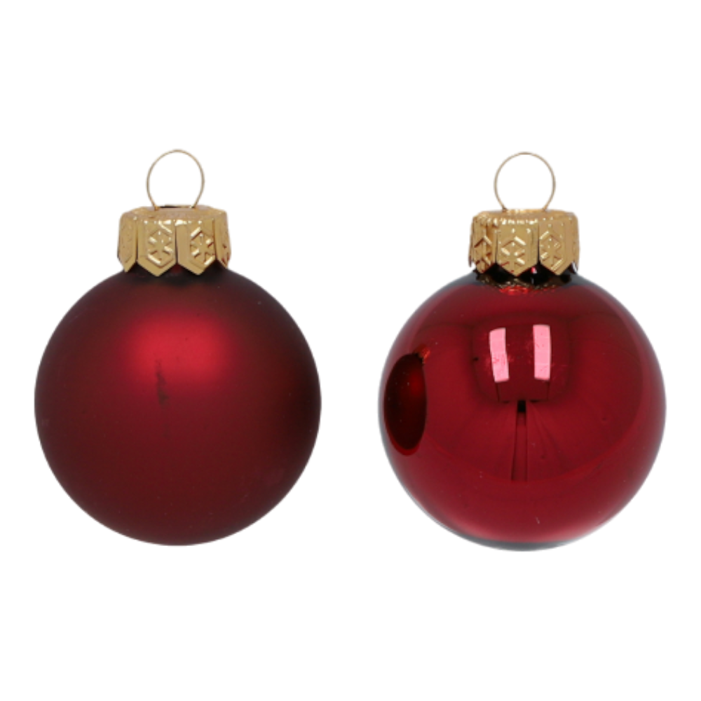 Kugel xmas Glas BASIC glanz-matt bordo D4cm - elegante bordeaux Weihnachtskugel mit zwei Oberflächen, 4 cm Durchmesser