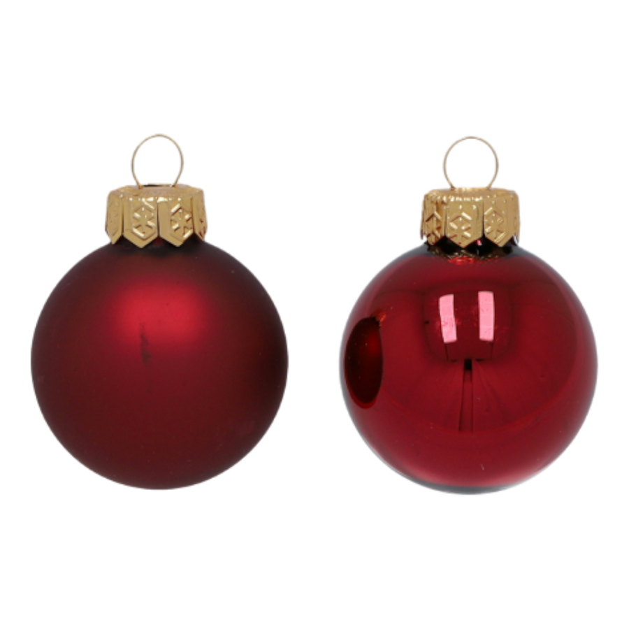 Kugel xmas Glas BASIC glanz-matt bordo D4cm - elegante bordeaux Weihnachtskugel mit zwei Oberflächen, 4 cm Durchmesser