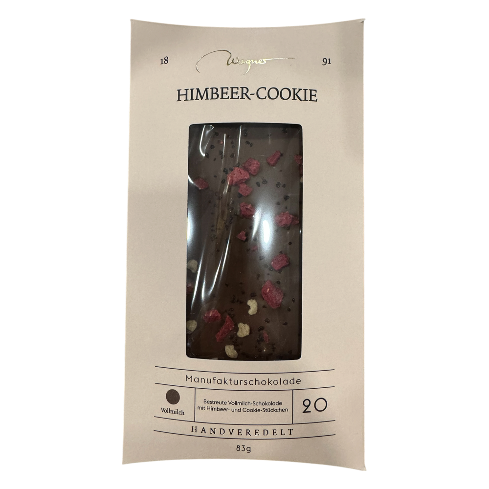 Wagner Himbeer-Cookie – Vollmilchschokolade mit Himbeer- und Cookie-Stückchen, 83 g